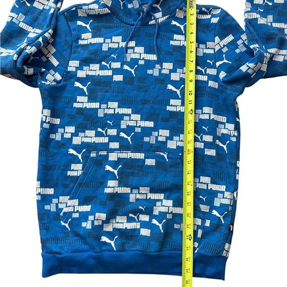 Puma AOP Men’s Hoodie Size Medium‎ Hooded Blue & White Logo All Over Print - Picture 4 of 8
